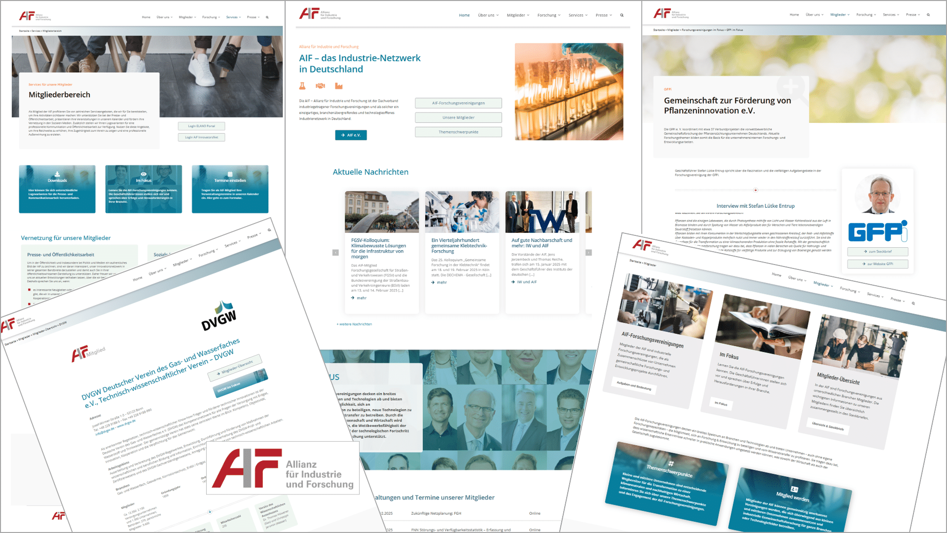 Screenshots der neuen AIF-Website.